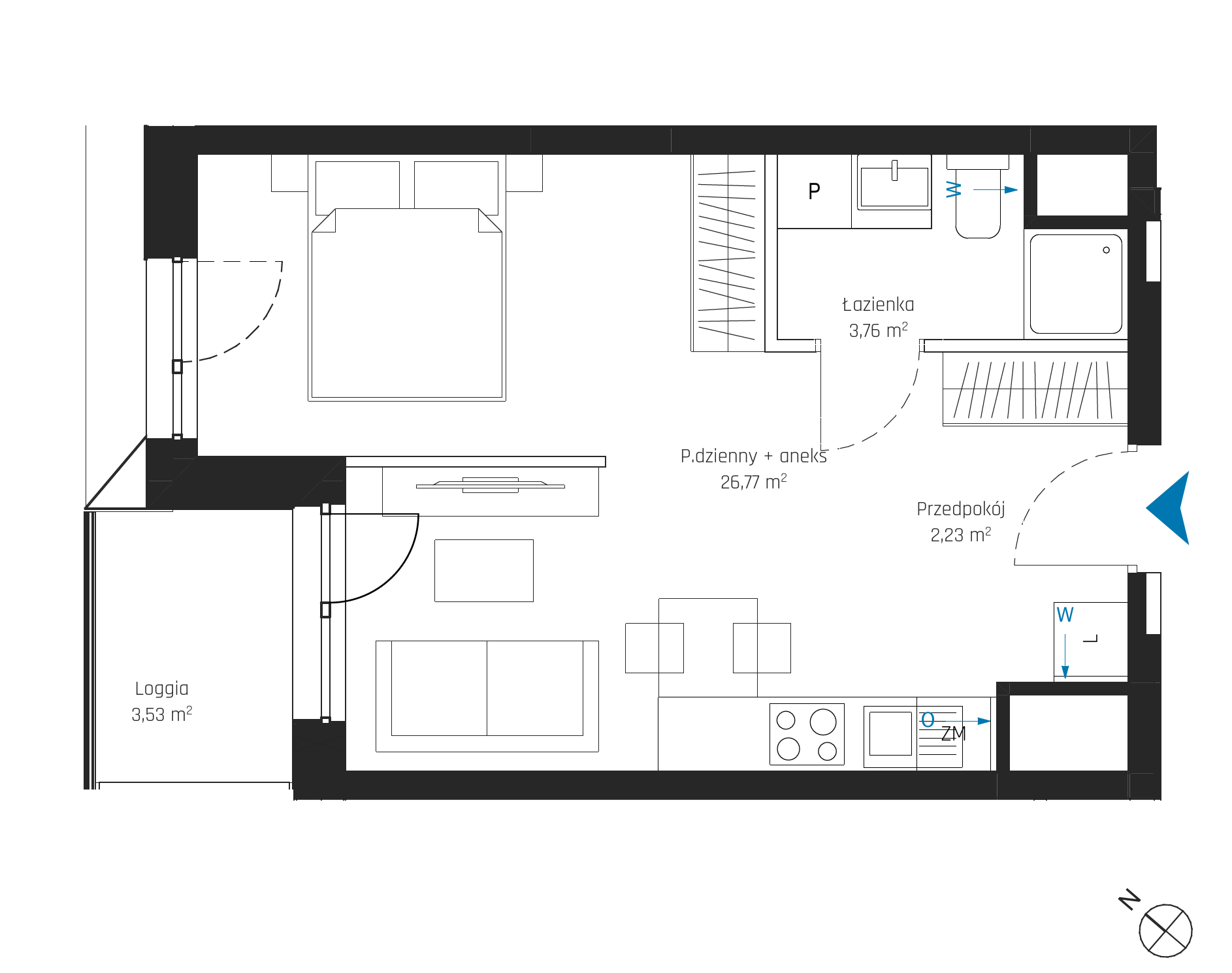 Plan 1 pok. 33m²
