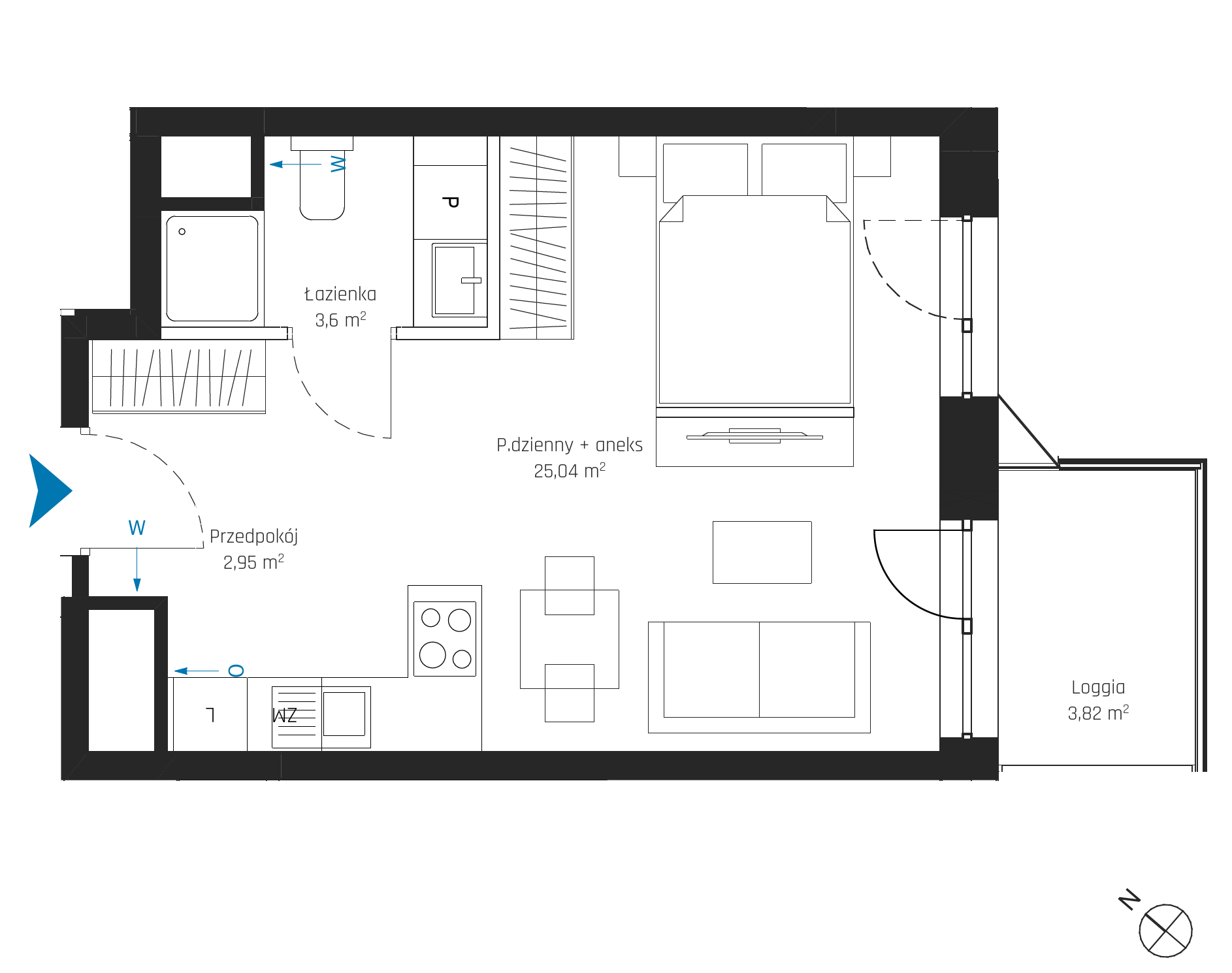 Plan 1 pok. 32m²