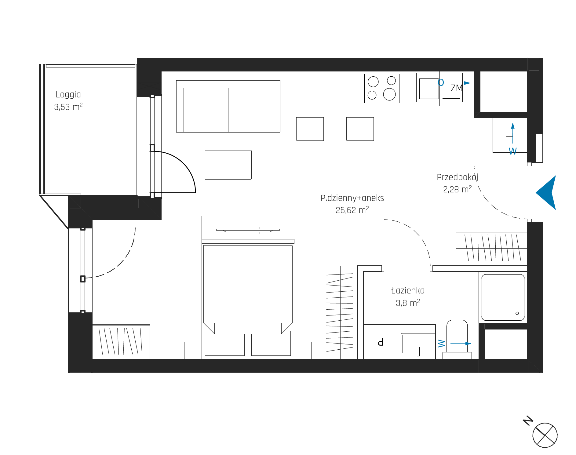 Plan 1 pok. 33m²