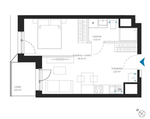 Plan 1 pok. 32m²