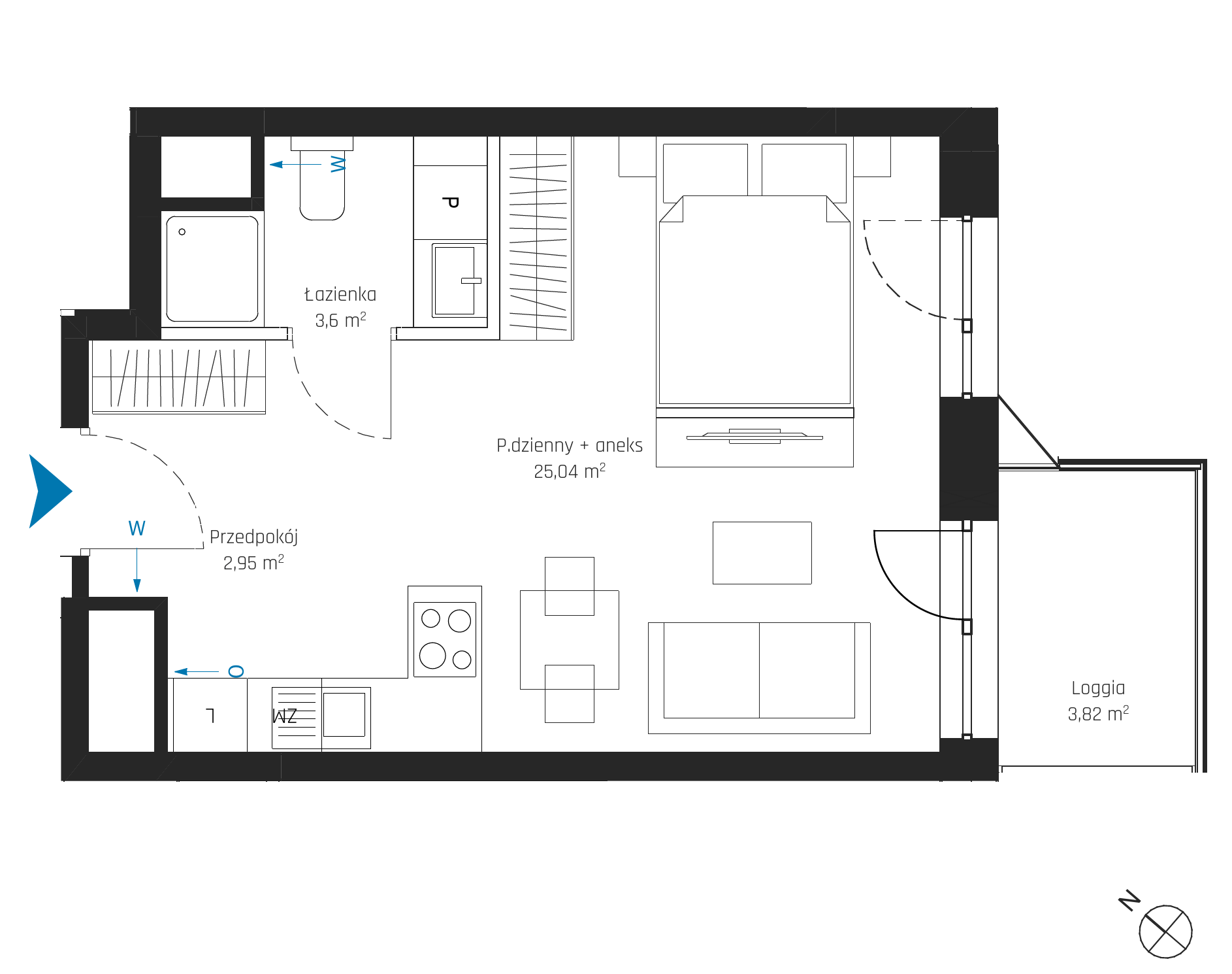Plan 1 pok. 32m²