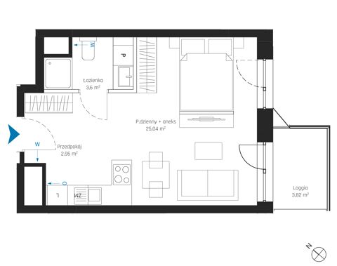 Plan 1 pok. 32m²