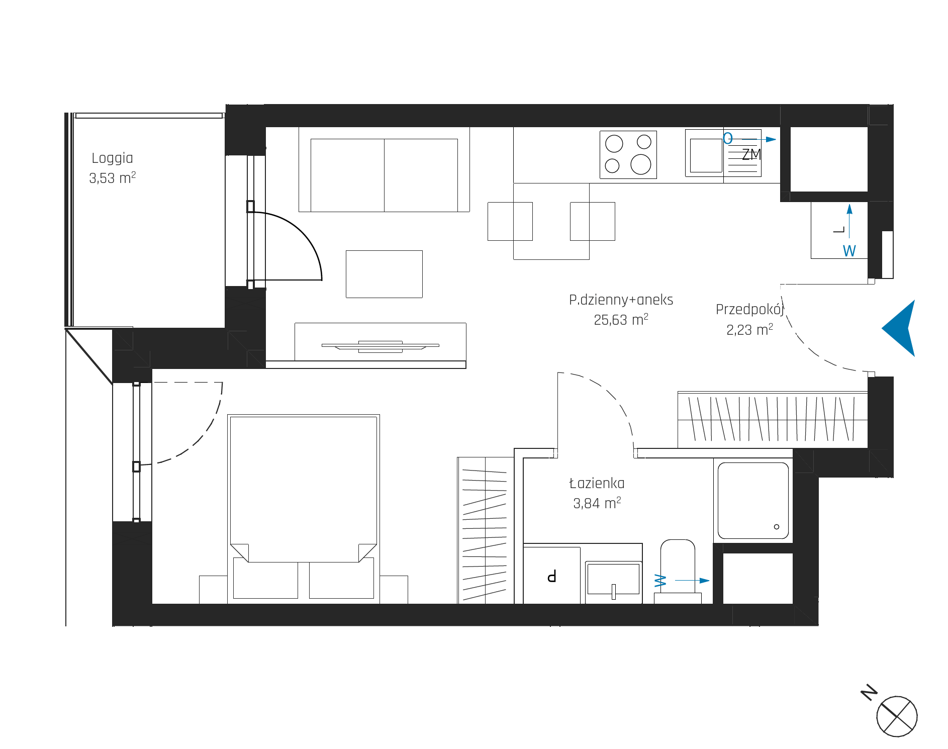 Plan 1 pok. 32m²