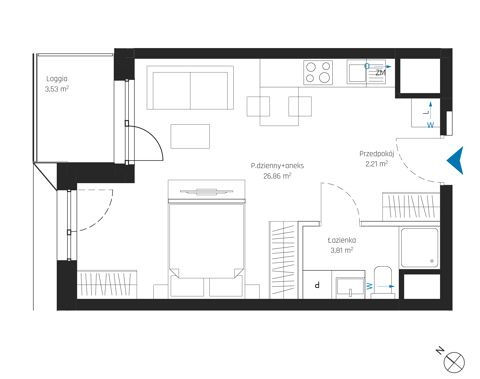 Plan 1 pok. 33m²