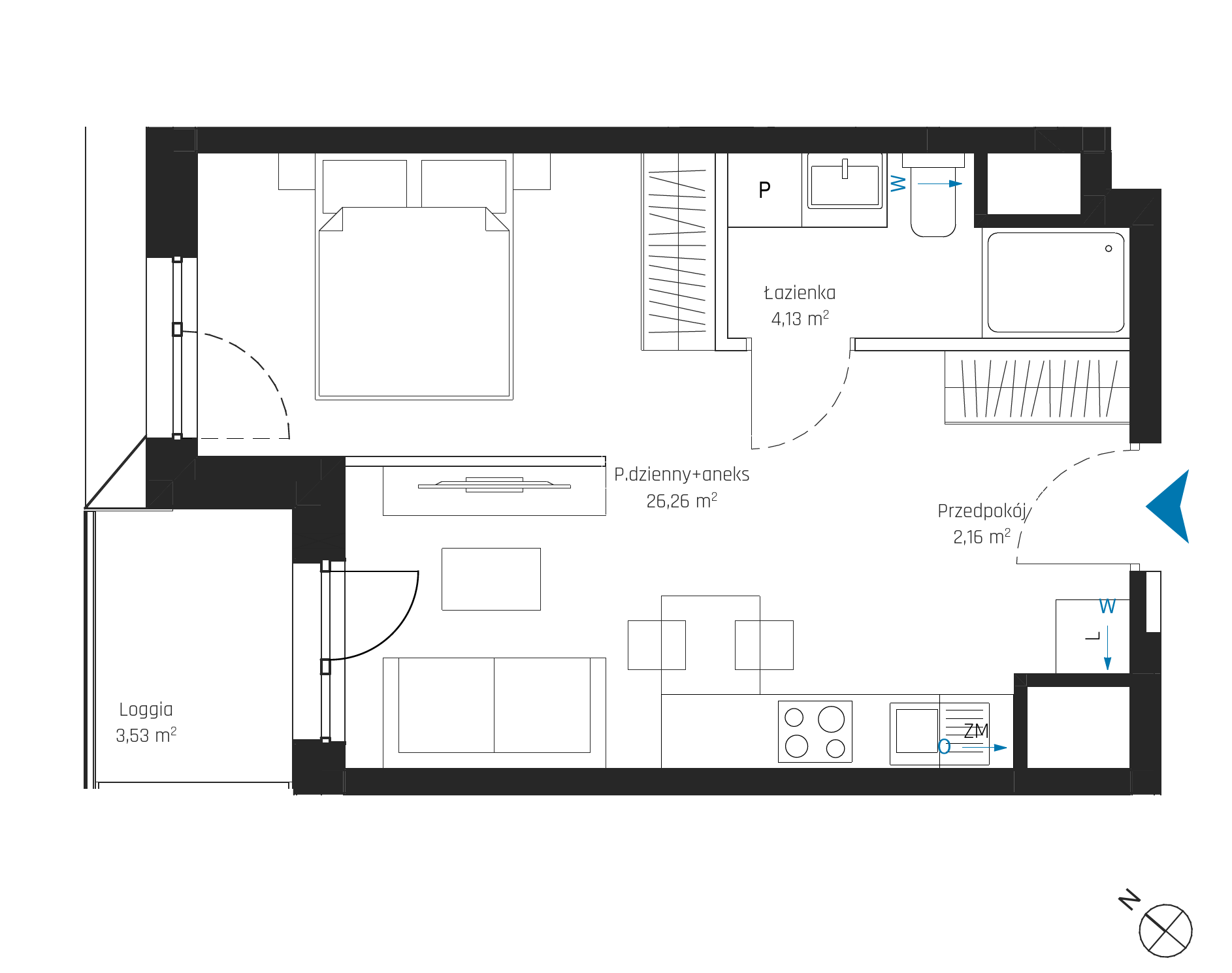 Plan 1 pok. 33m²