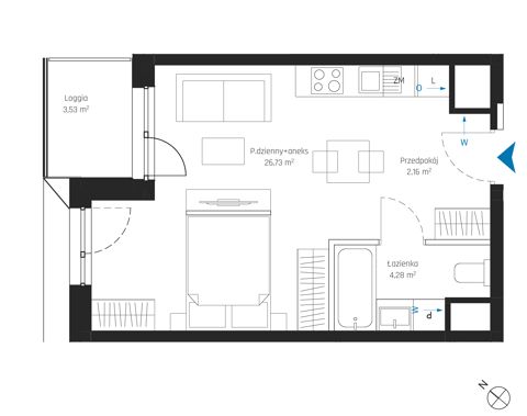 Plan 1 pok. 33m²