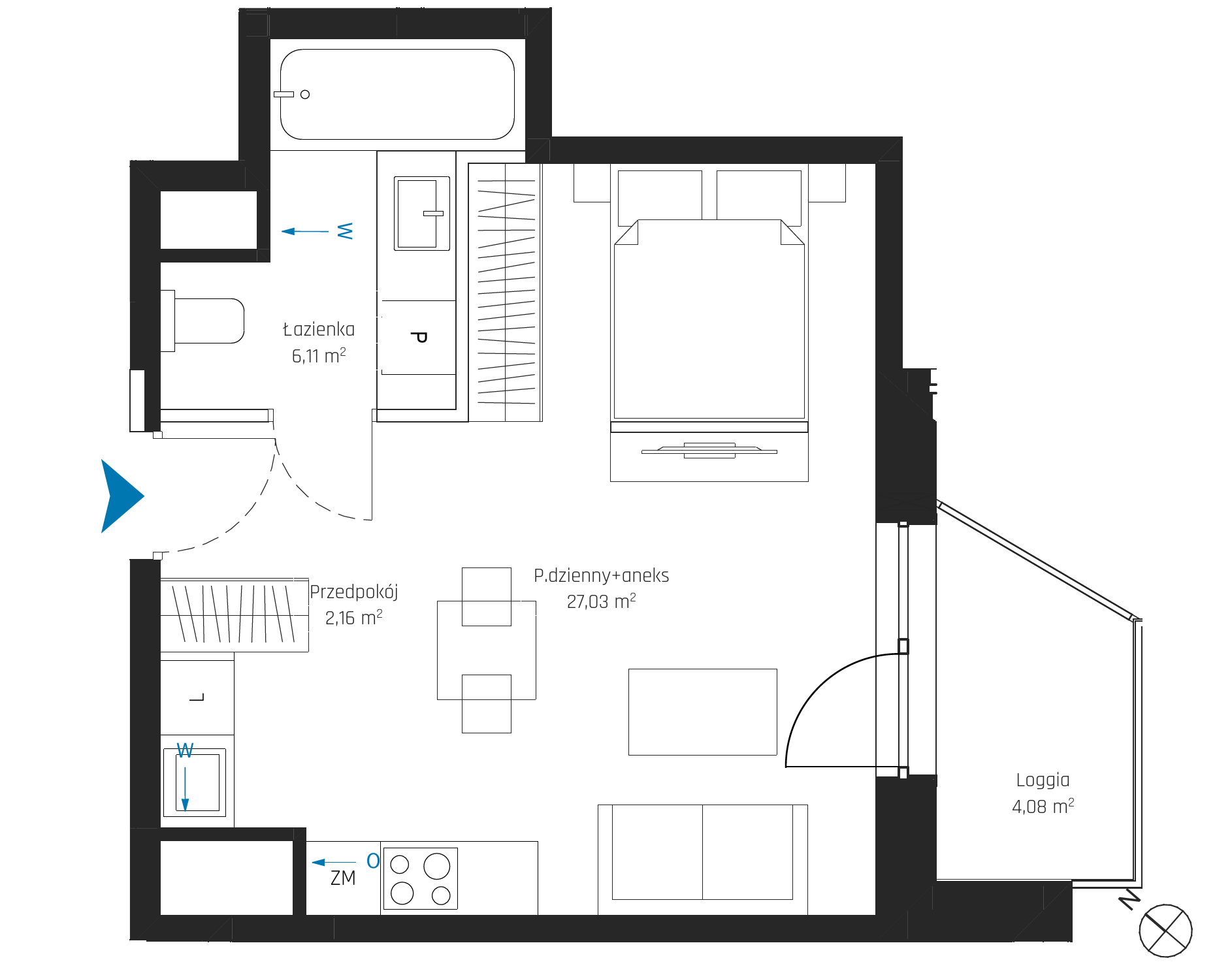 Plan 1 pok. 35m²