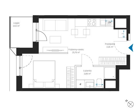 Plan 1 pok. 32m²