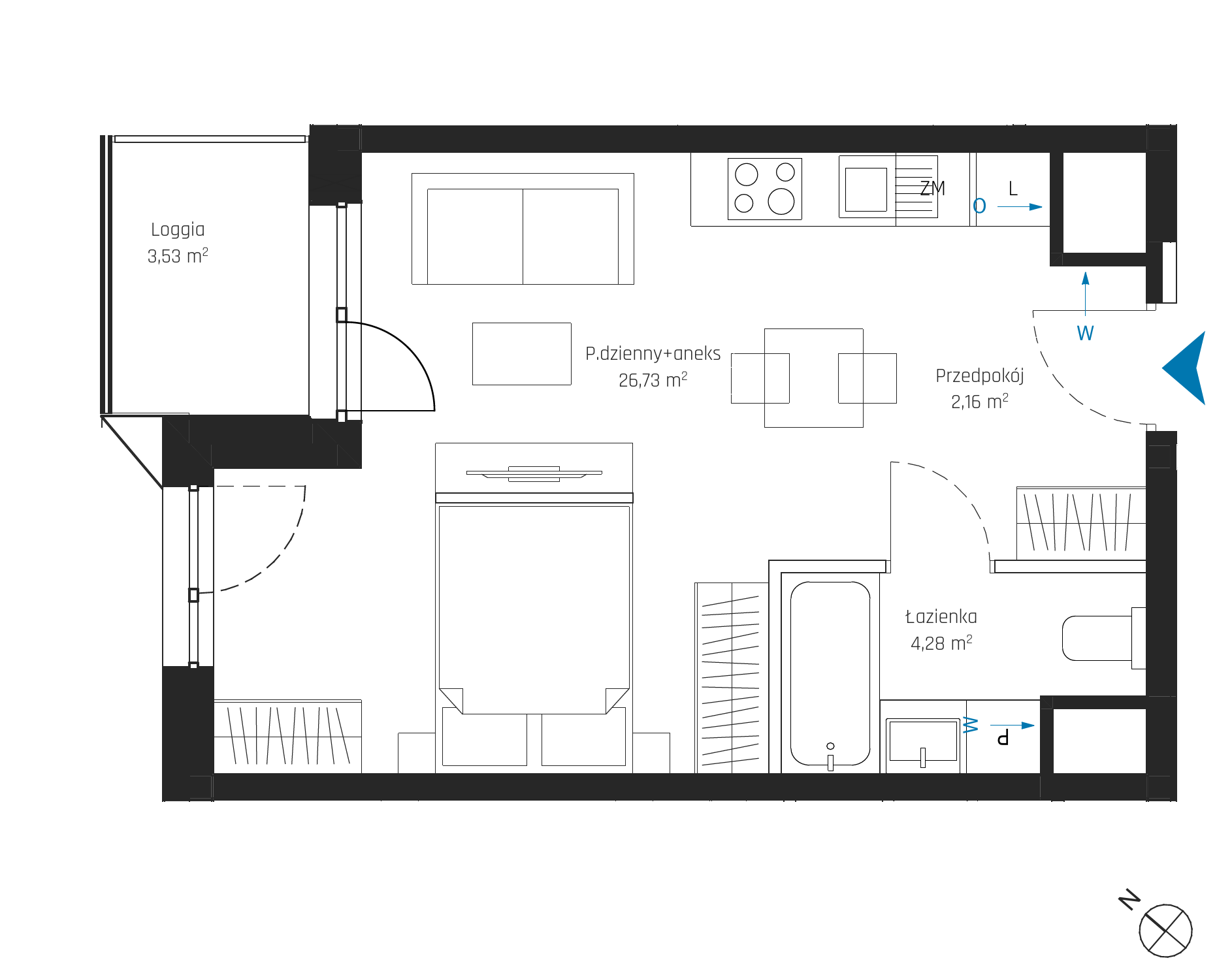 Plan 1 pok. 33m²