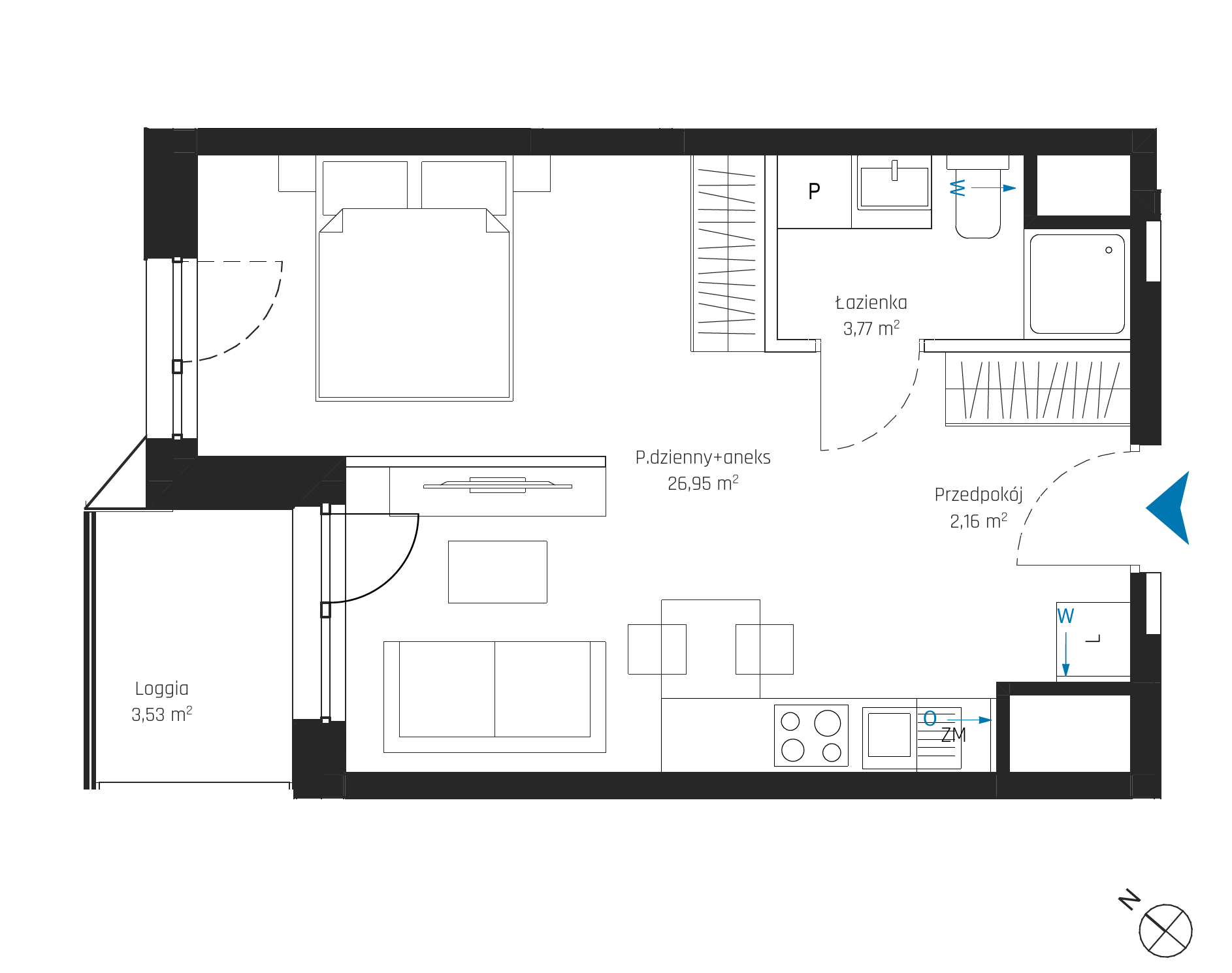 Plan 1 pok. 33m²