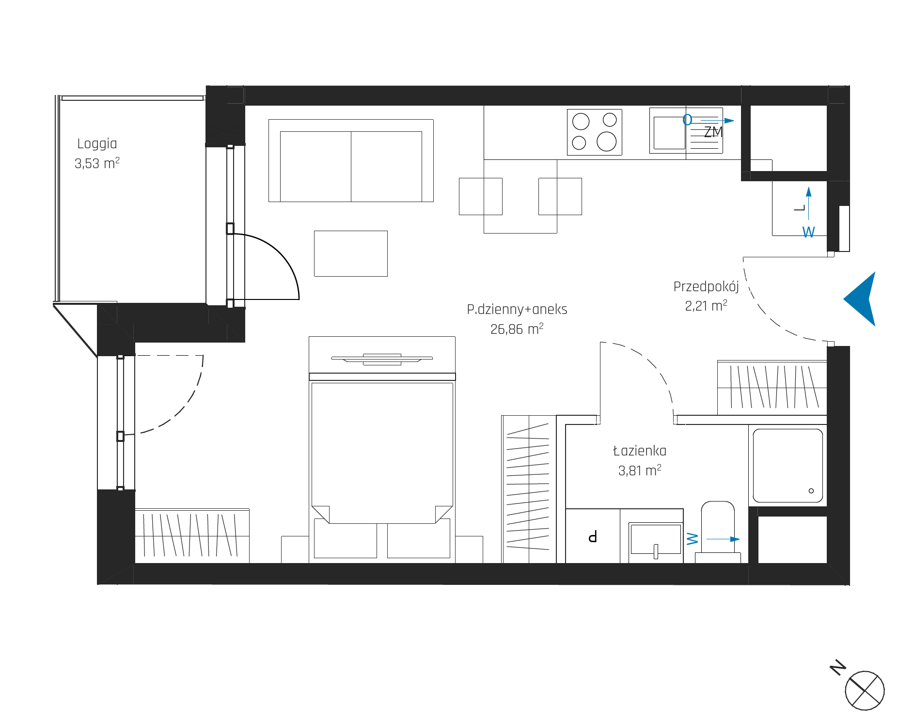 Plan 1 pok. 33m²