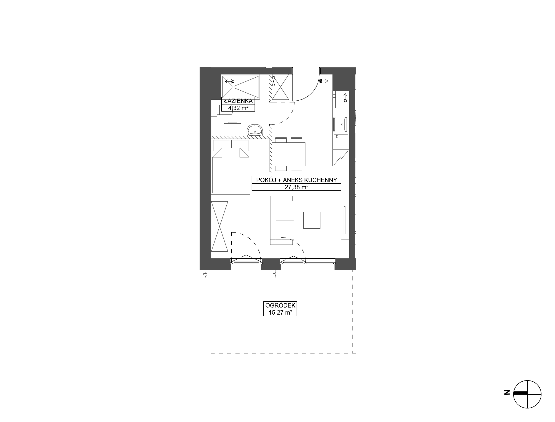 Plan 1 pok. 32m²