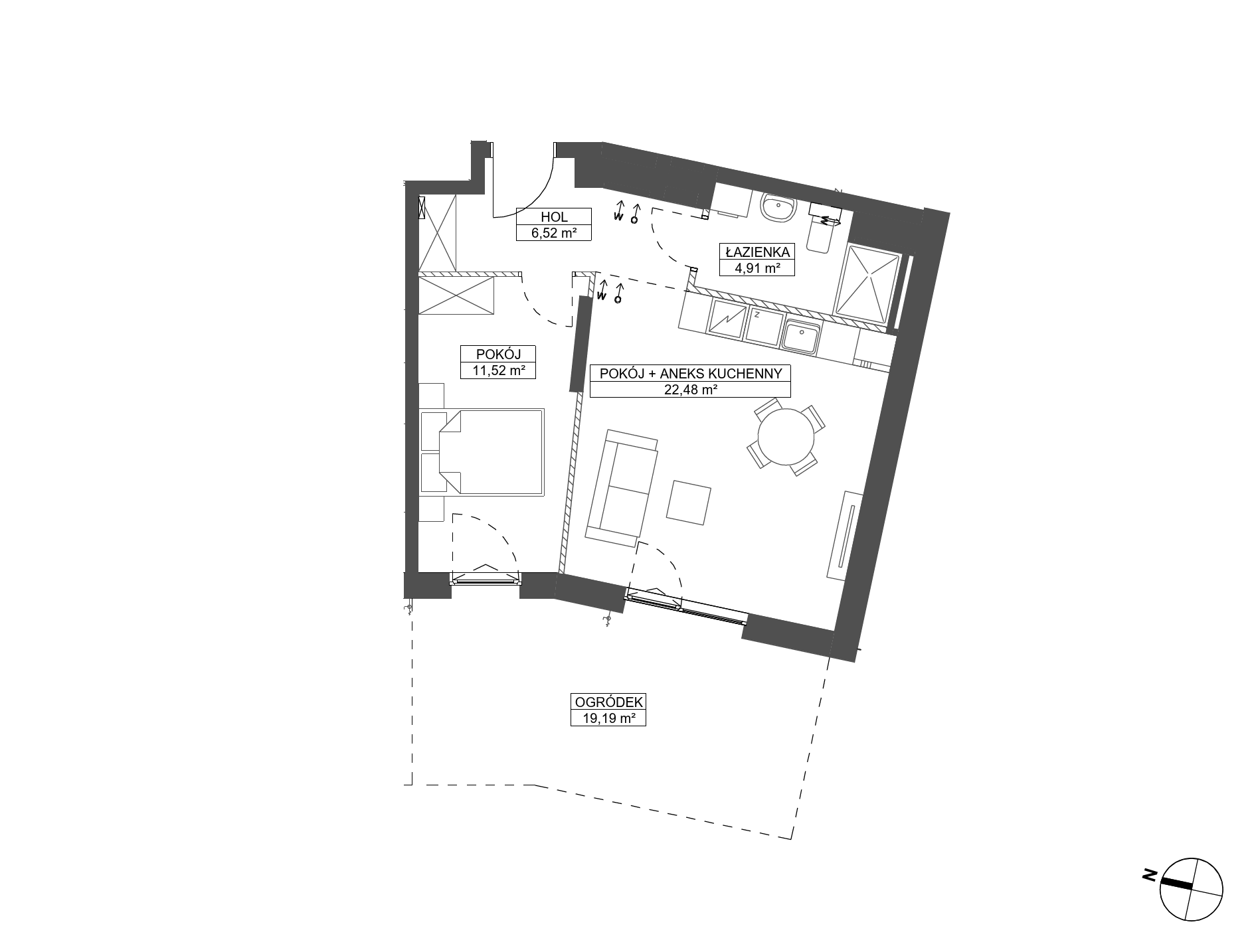 Plan 2 pok. 45m²