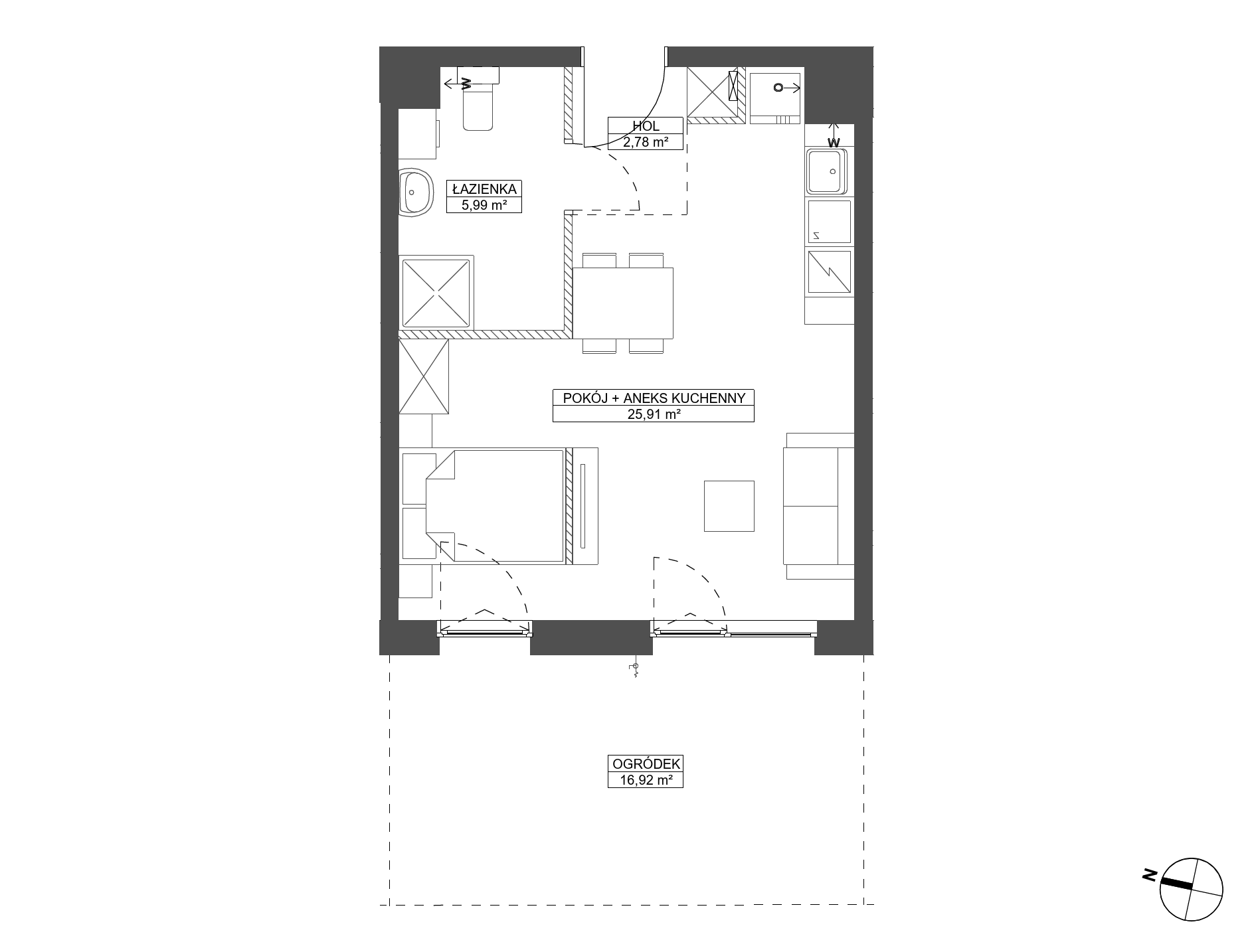 Plan 1 pok. 35m²