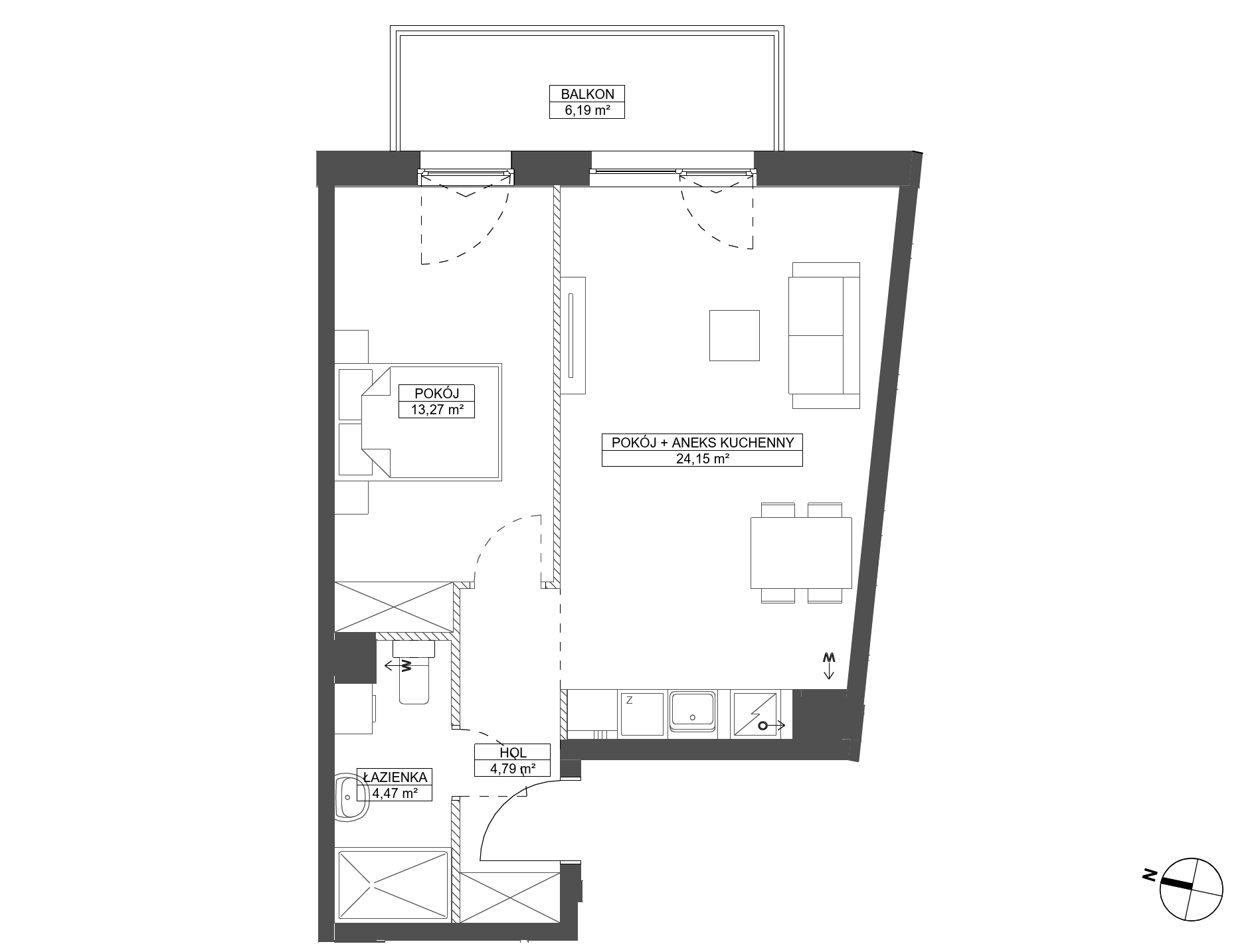 Plan 2 pok. 47m²