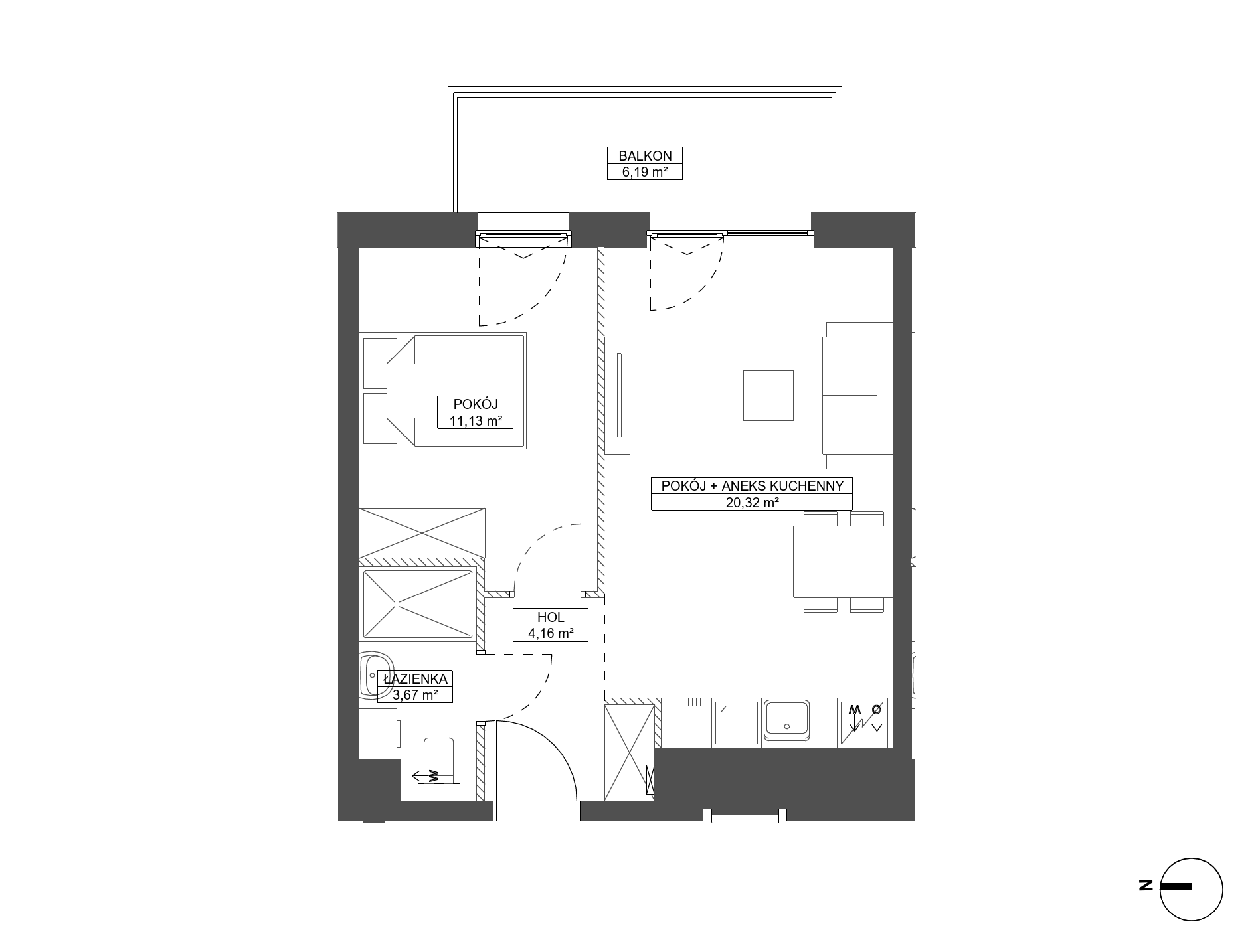 Plan 2 pok. 39m²