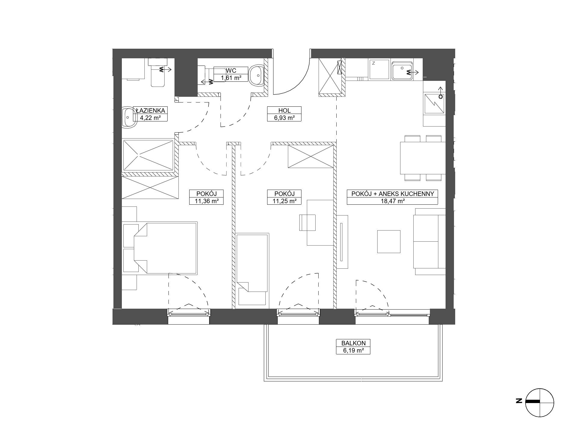 Plan 3 pok. 54m²