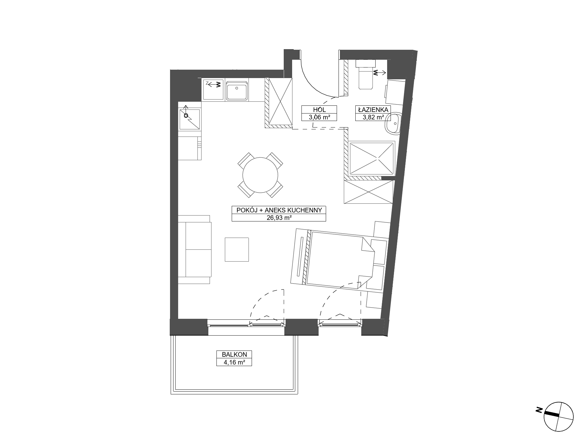 Plan 1 pok. 34m²