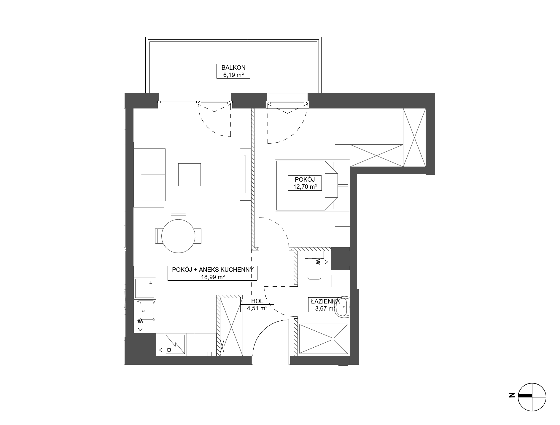 Plan 2 pok. 40m²