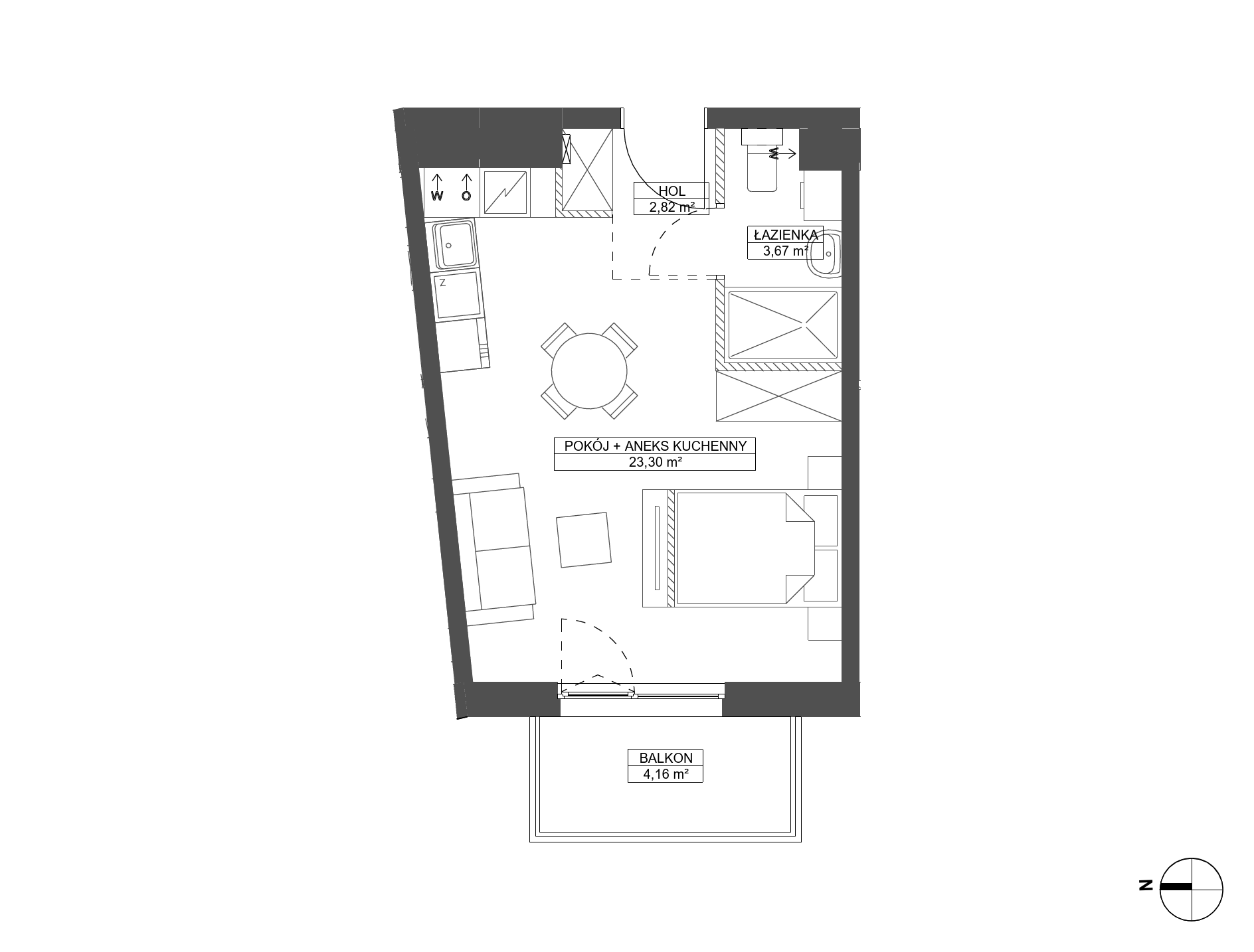 Plan 1 pok. 30m²