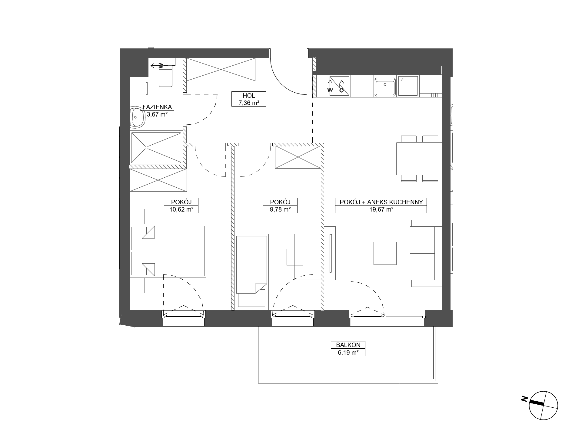Plan 3 pok. 50m²