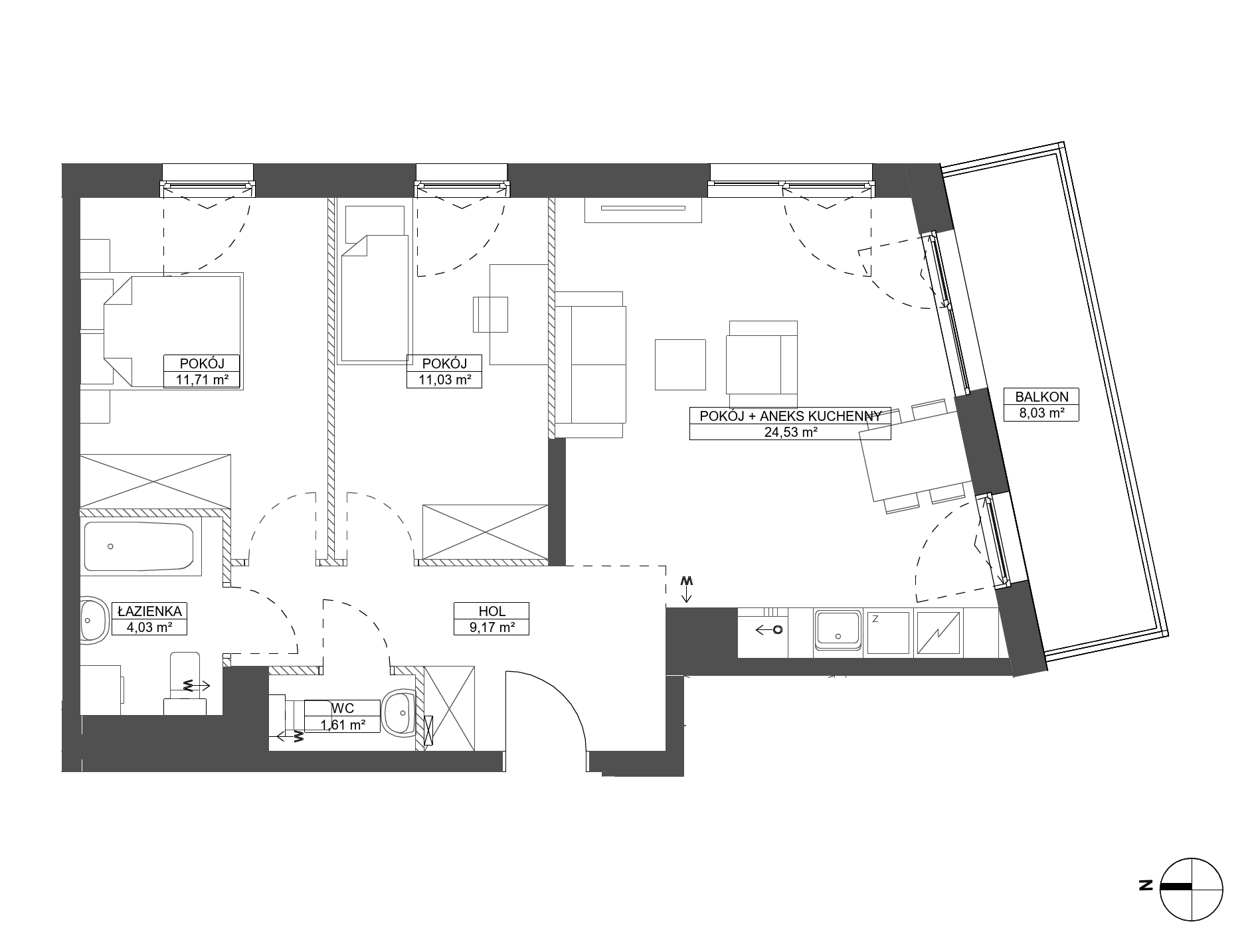 Plan 3 pok. 62m²