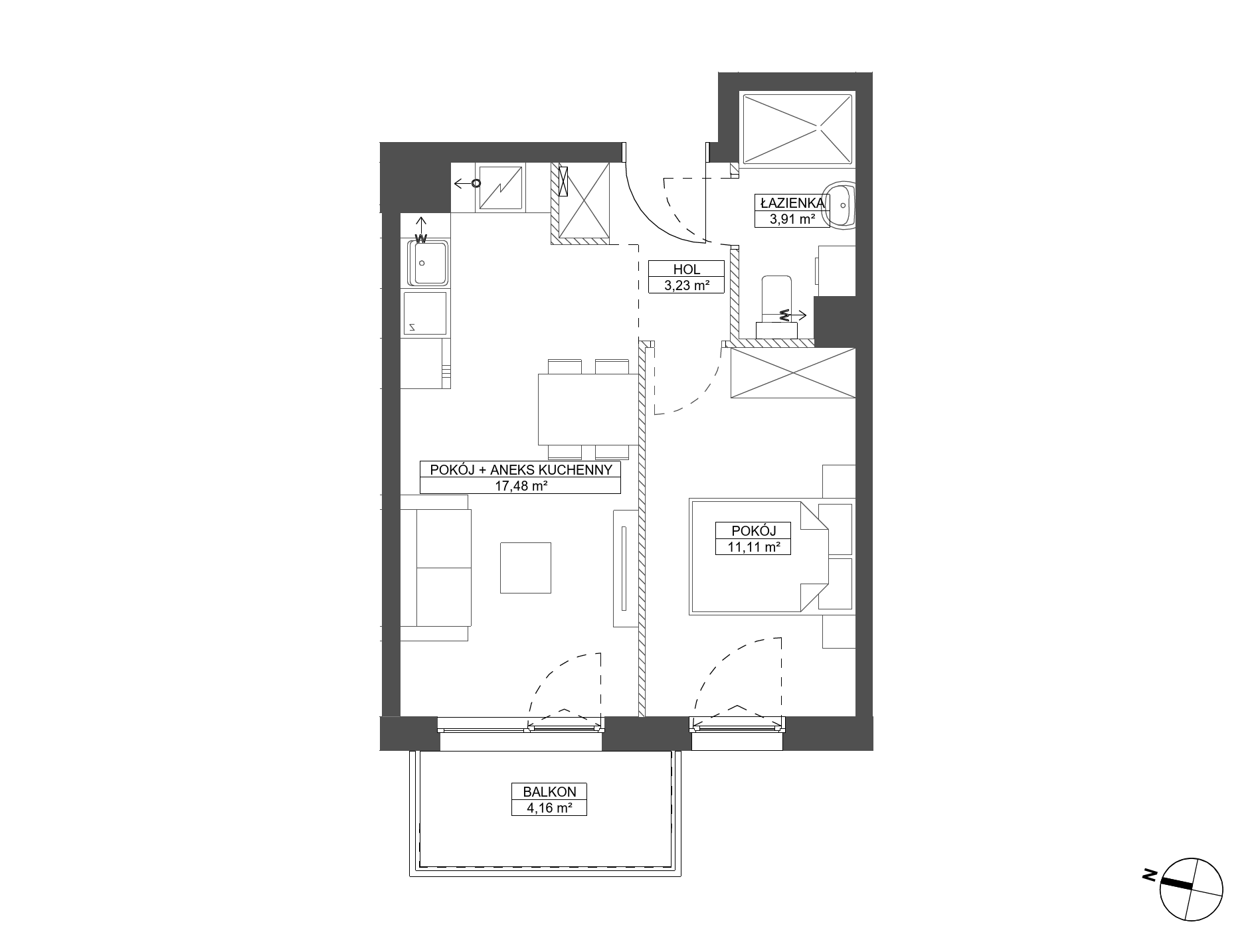 Plan 2 pok. 36m²