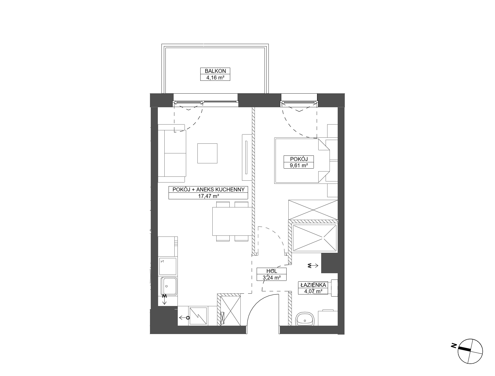 Plan 2 pok. 34m²