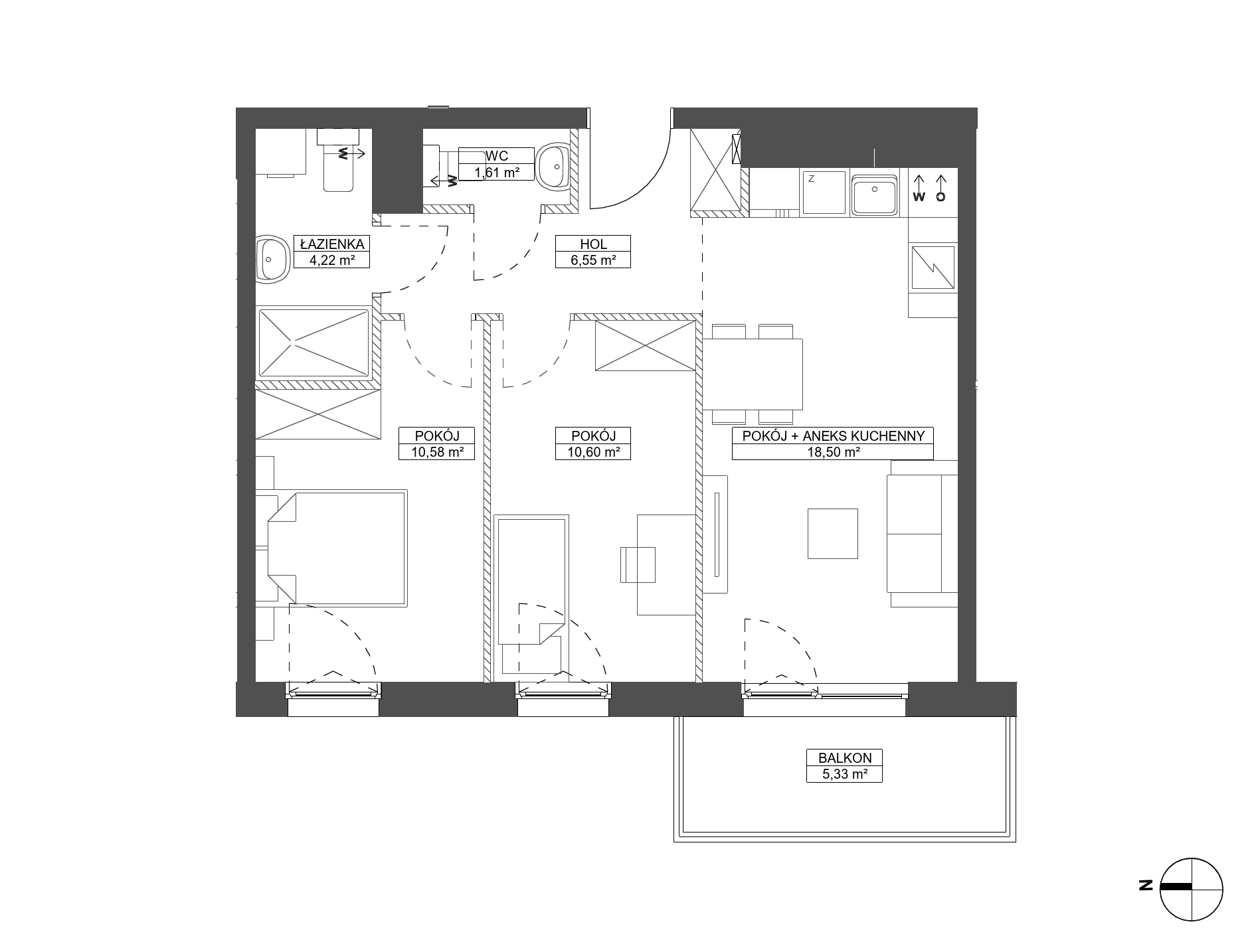 Plan 3 pok. 52m²