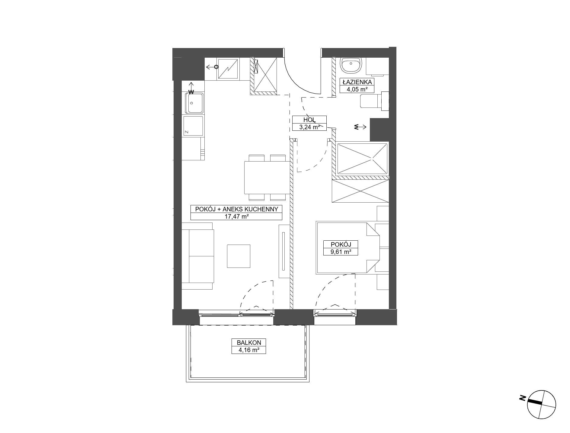 Plan 2 pok. 34m²