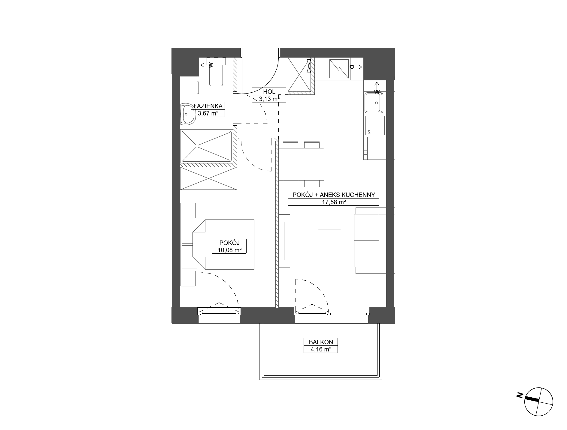 Plan 2 pok. 34m²