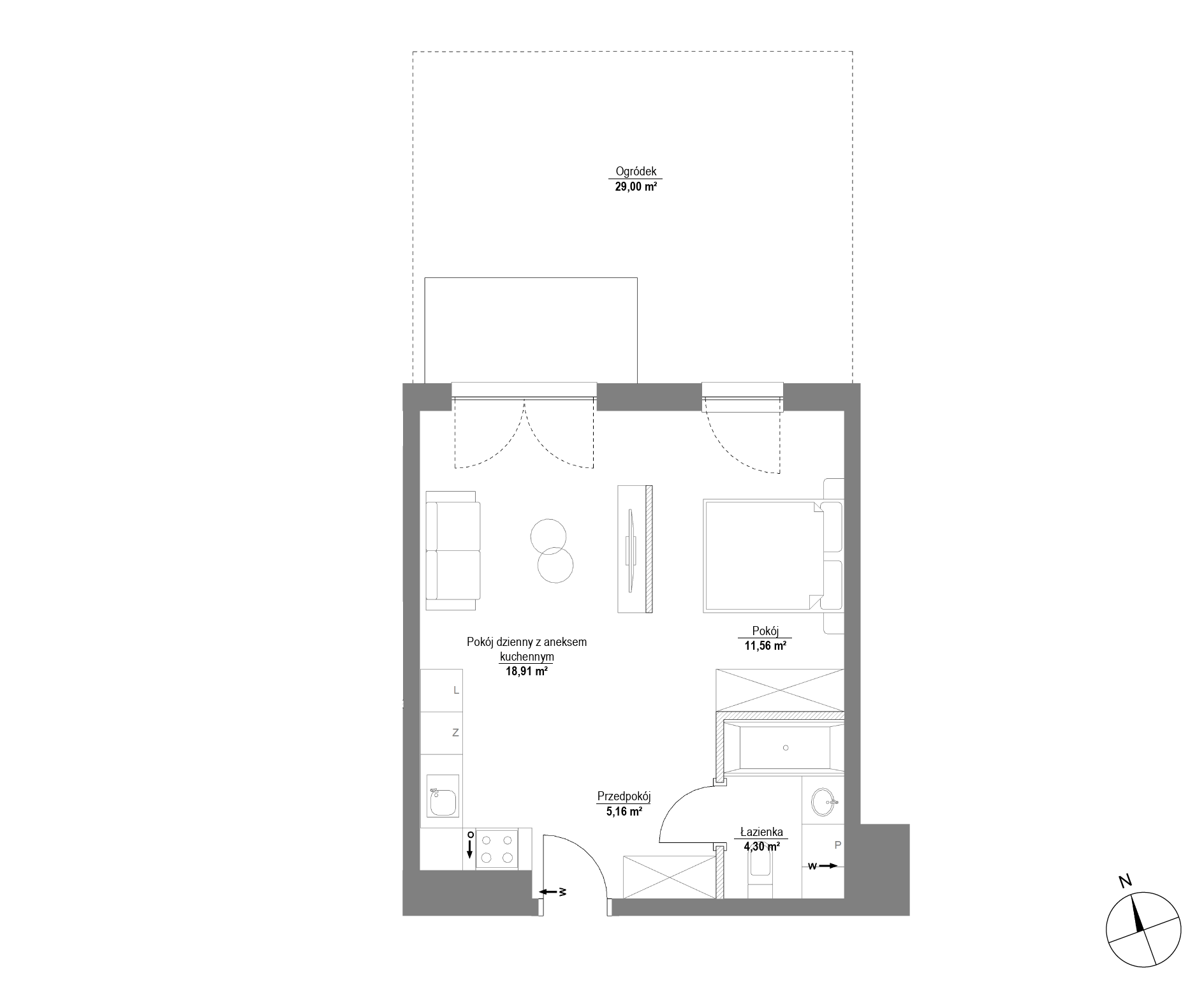 Plan 1 pok. 40m²