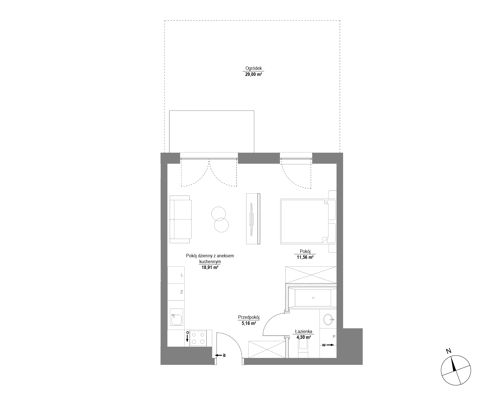 Plan 1 pok. 40m²