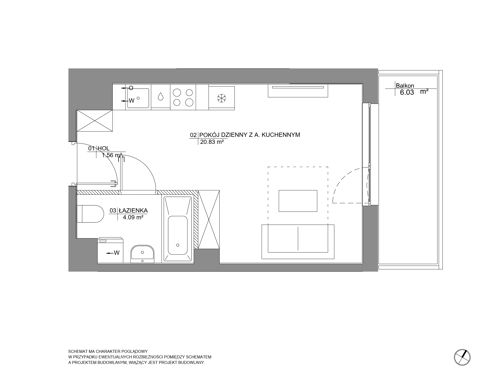 Plan 1 pok. 26m²
