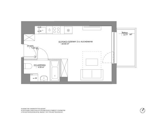 Plan 1 pok. 26m²