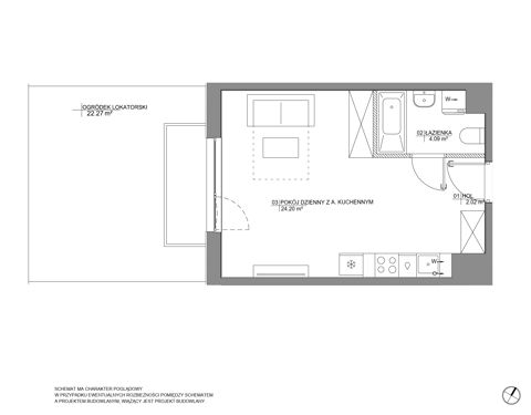 Plan 1 pok. 30m²