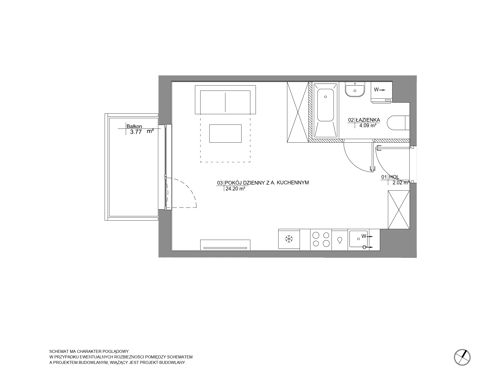 Plan 1 pok. 30m²