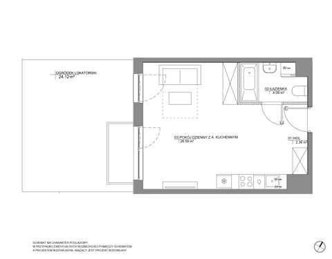 Plan 1 pok. 33m²