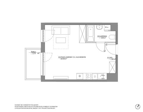 Plan 1 pok. 33m²