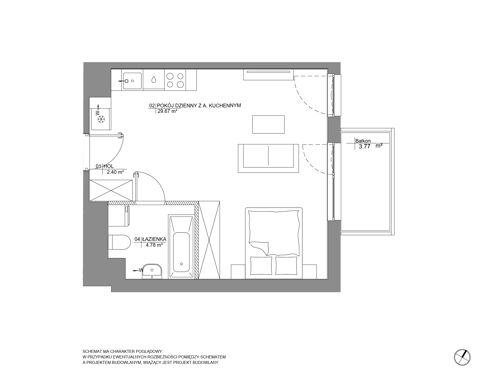 Plan 1 pok. 37m²