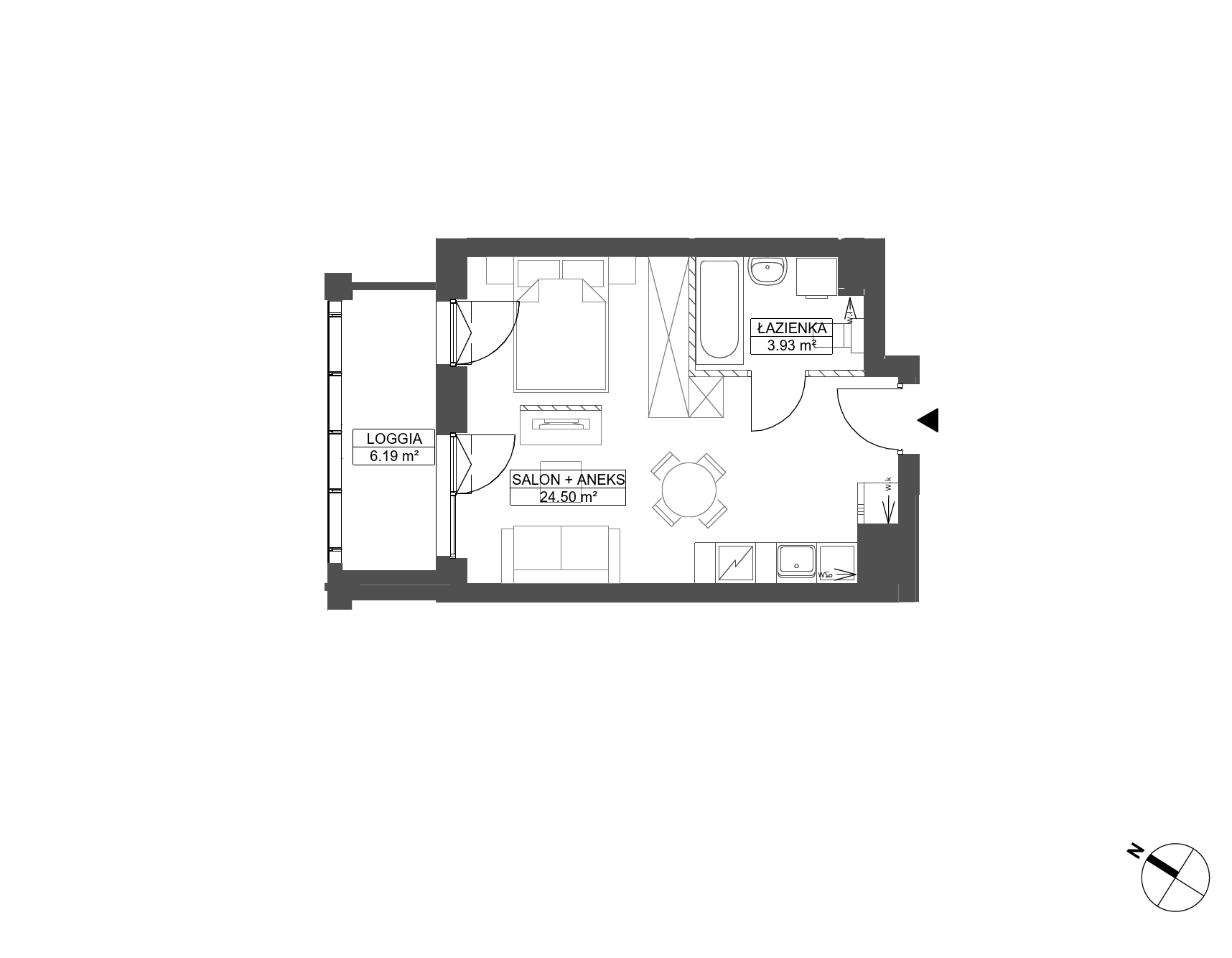 Plan 1 pok. 28m²