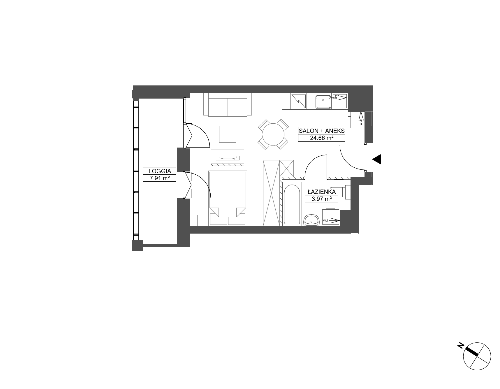 Plan 1 pok. 29m²