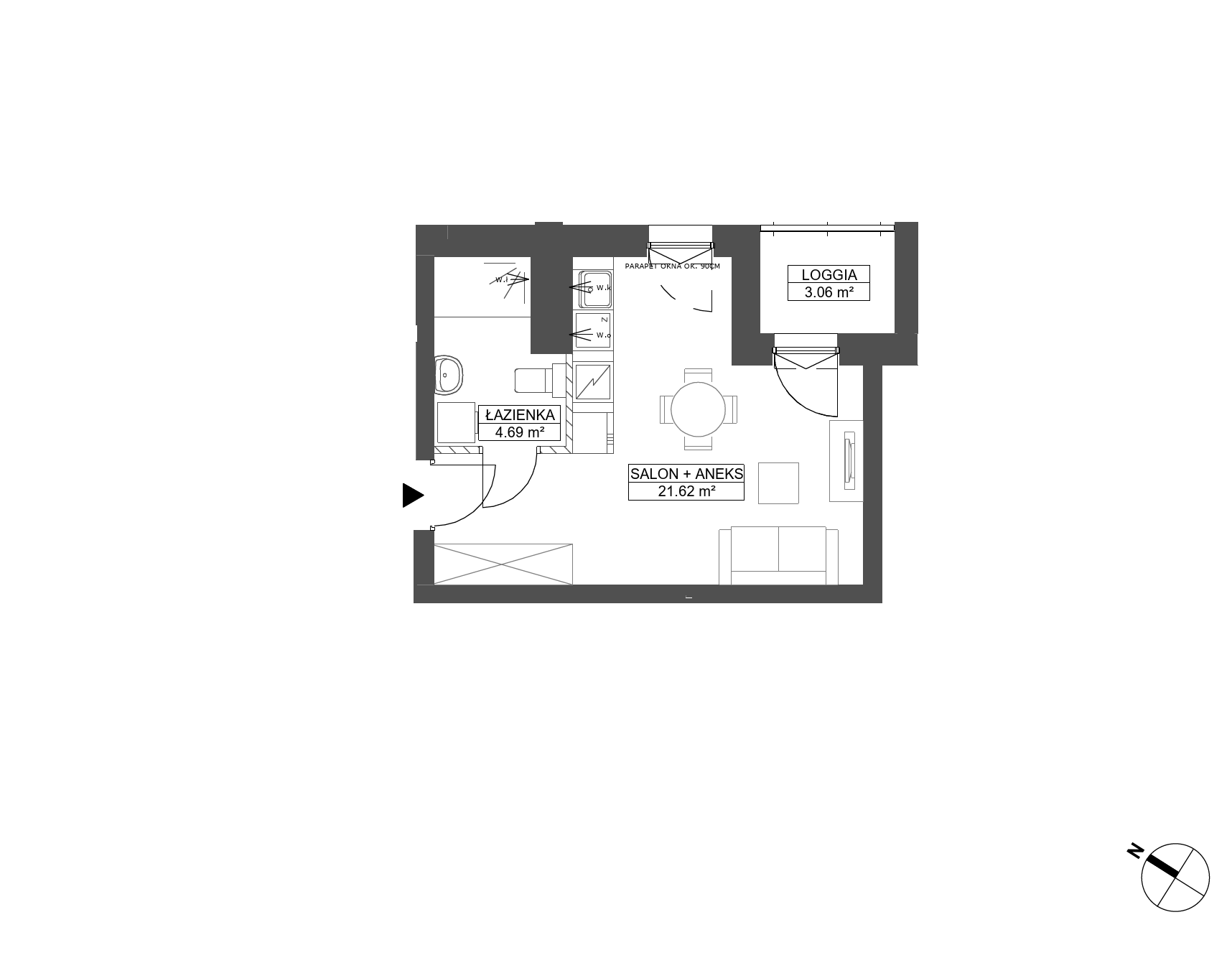 Plan 1 pok. 26m²
