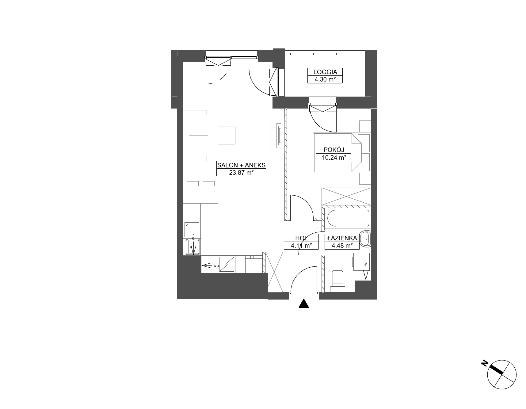 Plan 2 pok. 43m²