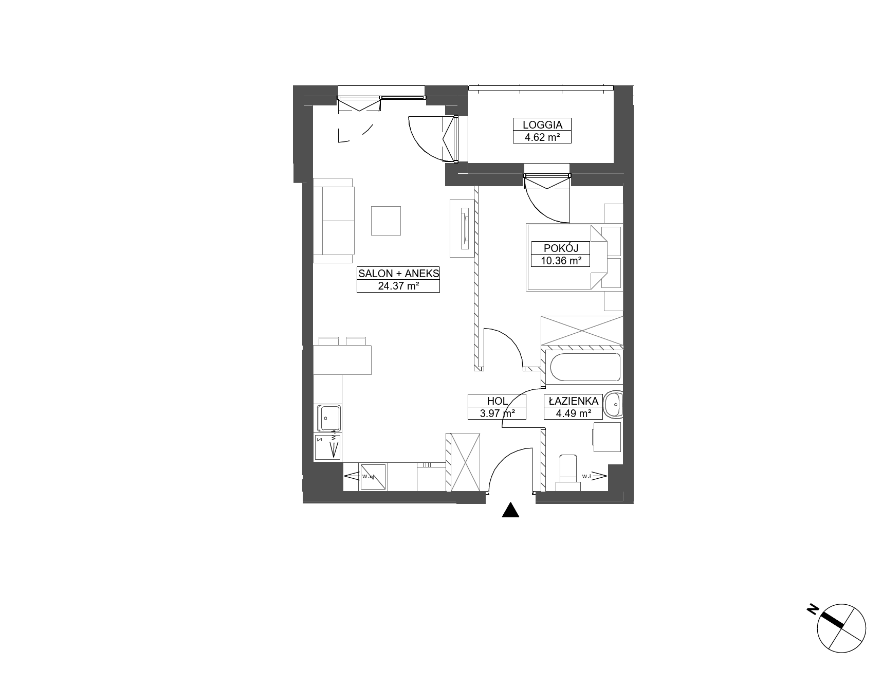 Plan 2 pok. 43m²
