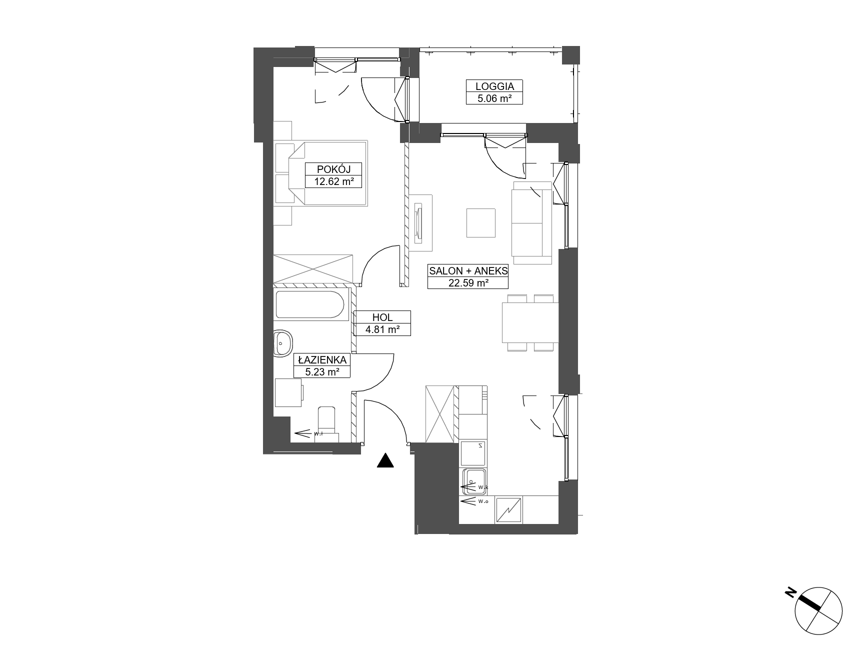 Plan 2 pok. 45m²