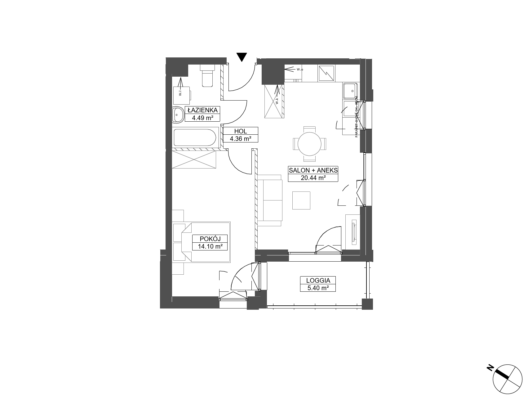 Plan 2 pok. 43m²