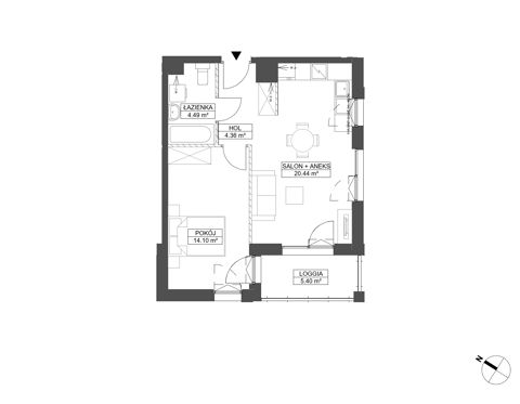 Plan 2 pok. 43m²