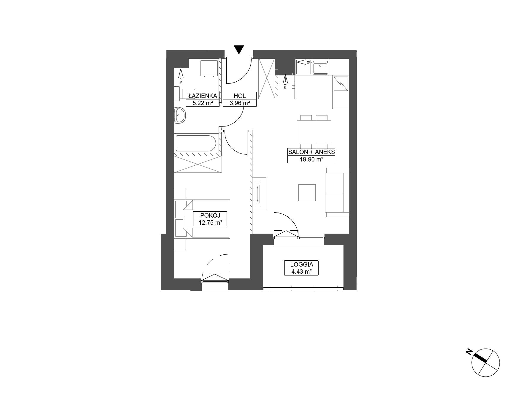 Plan 2 pok. 42m²