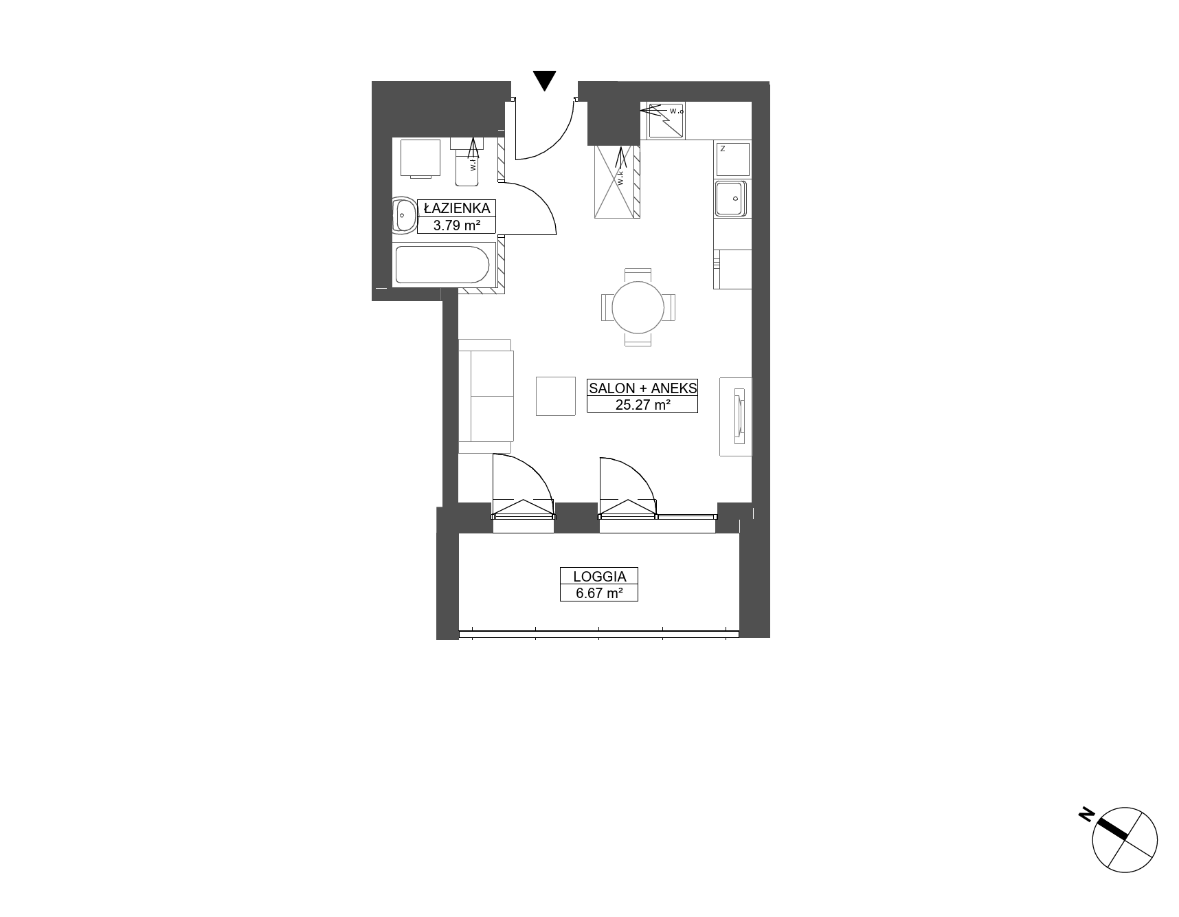 Plan 1 pok. 29m²